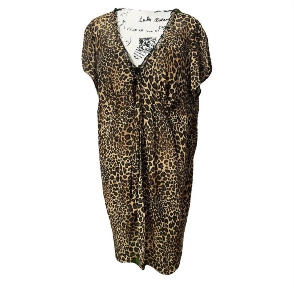 Belle‎ Nuit Leopard Print Cover Up Dress Sheer Lightweight Plus Size 3X